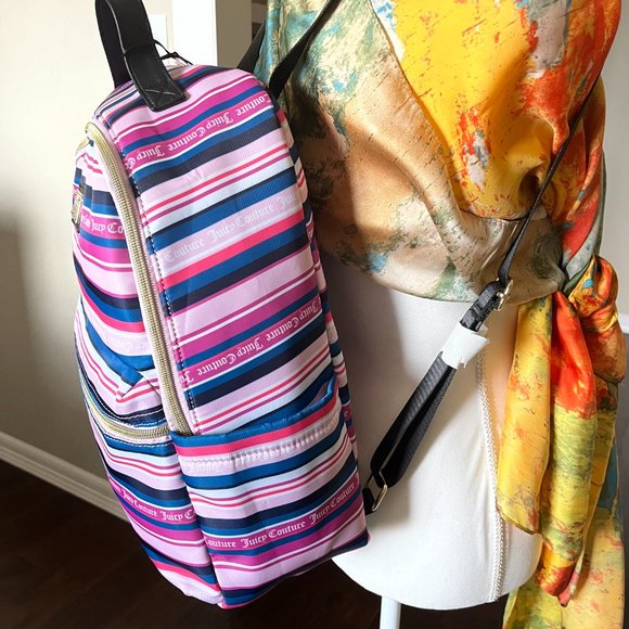 Bright and Cheerful! NWT! Juicy Couture Large Candy Colored Striped Backpack